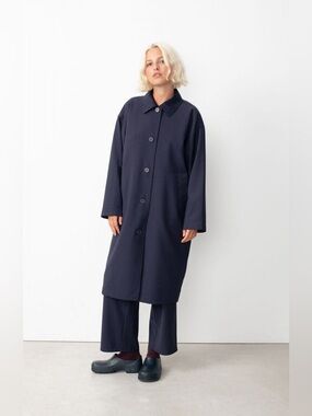 American Vintage Women’s Trench Doacity Coat Navy size M/L Lagenlook NWT